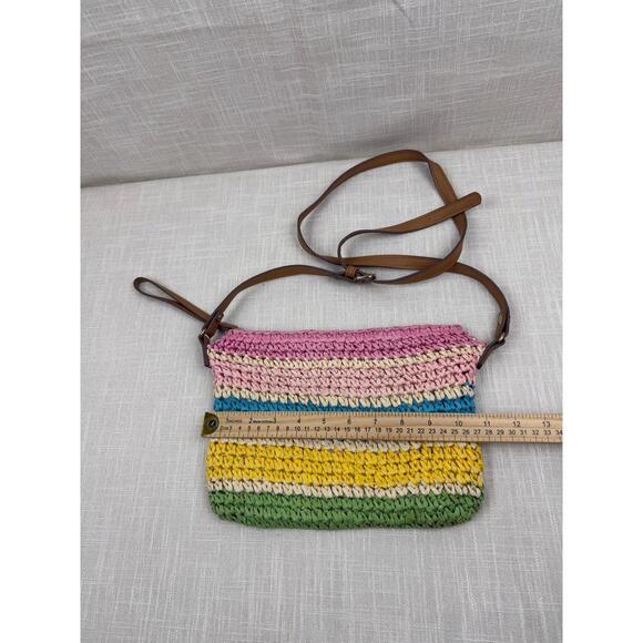 INC Multicolor Crochet Crossbody Bag with Leather‎ Strap - Picture 2 of 8
